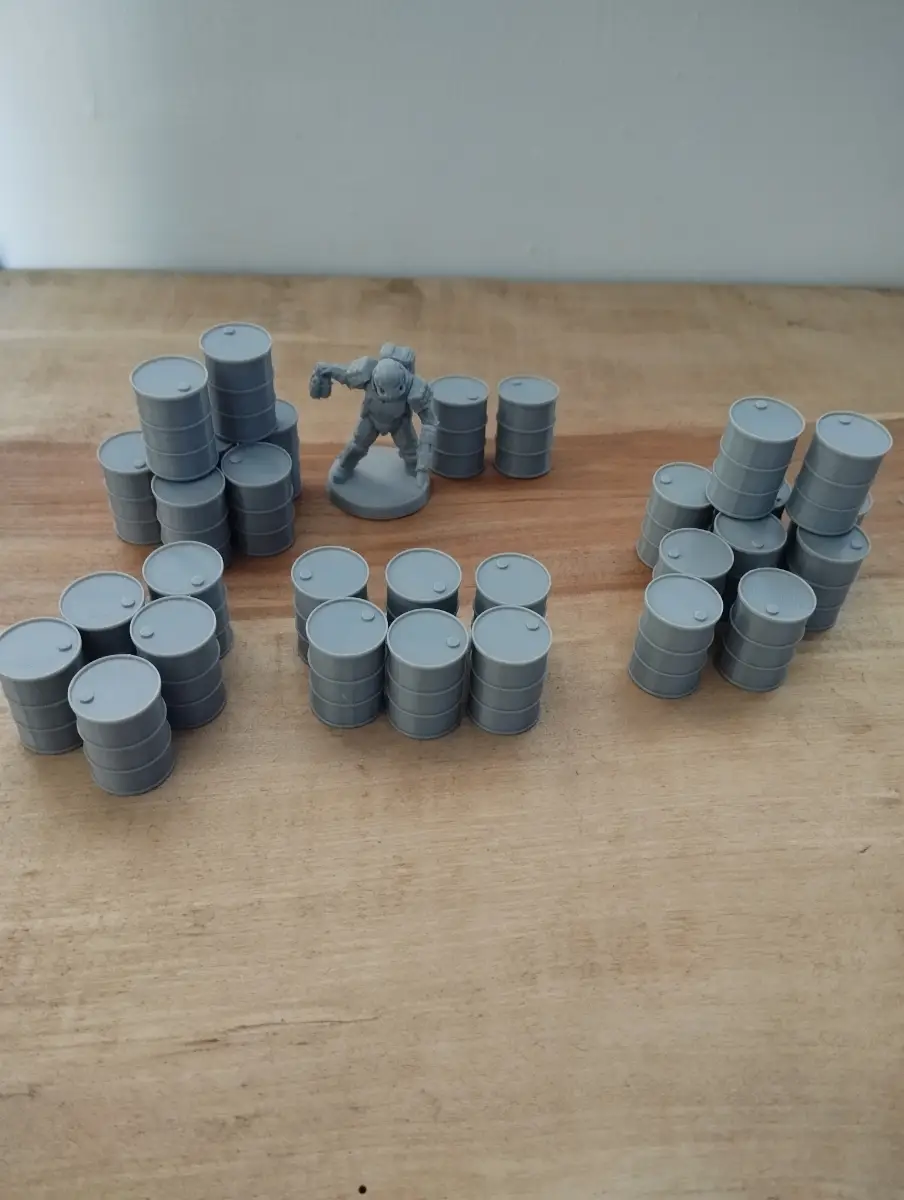 30 3d printed oils barrels terrtfor Warhammer and wargames
