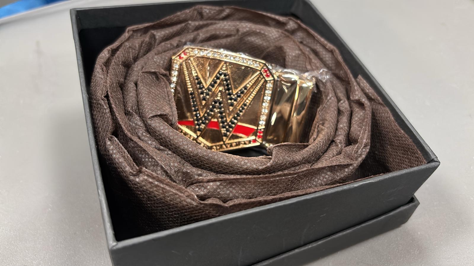 WWE Championship Leather Belt with Metal Logo Buckle – Black Premium Fashion Belt
