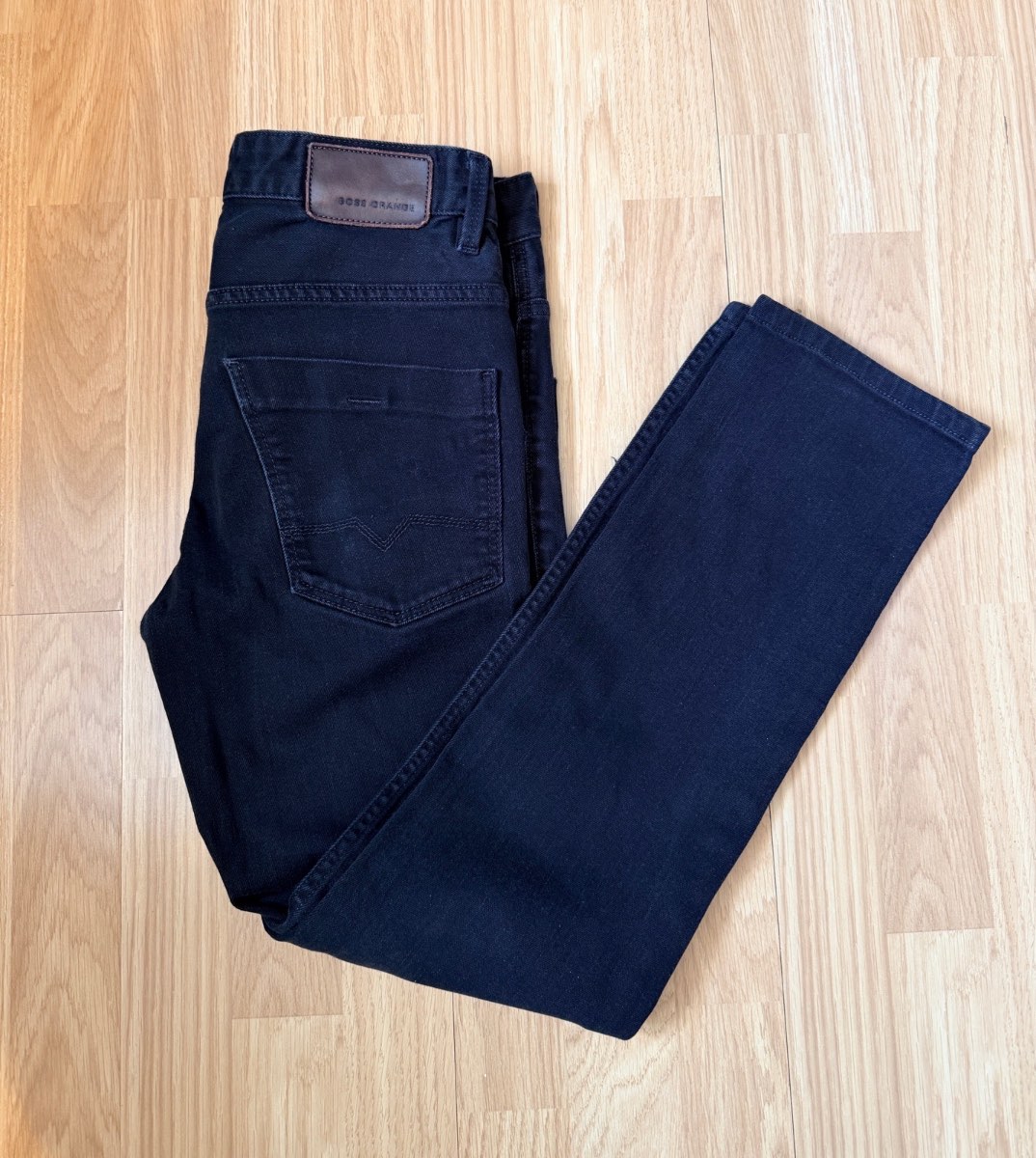 Hugo Boss Orange Men's Black Denim Straight Leg 5-Pocket Jeans W30 L32 Logo