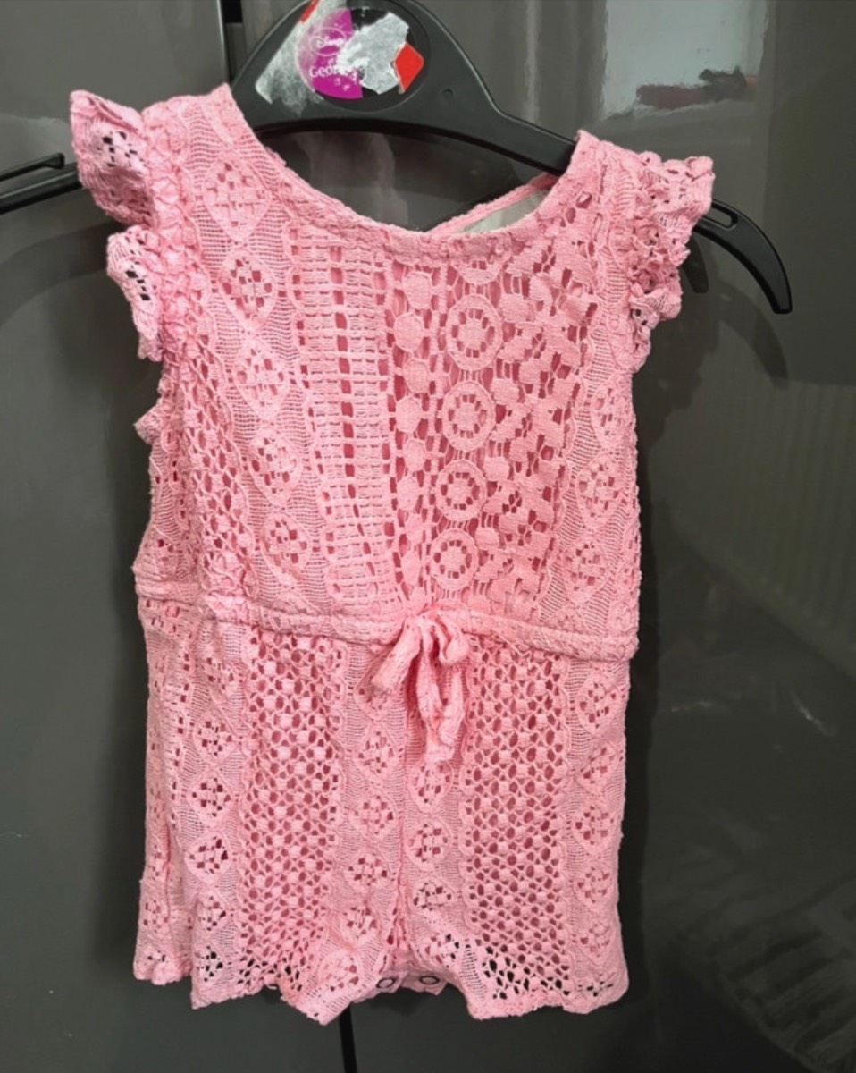 Primark 3-6 Months Girls Pretty Pink Lace Romper