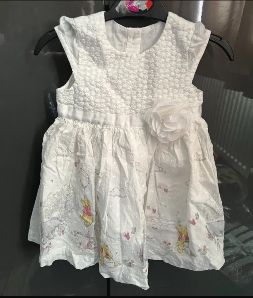 George Girls 3-6 Months White Winnie The Pooh Flower Detail Dress