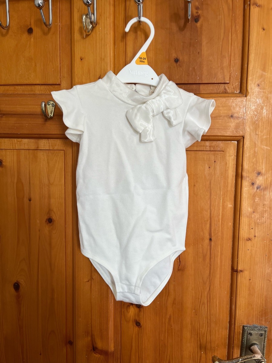 River Island Girls 18-24 Months Cream Bow Bodysuit
