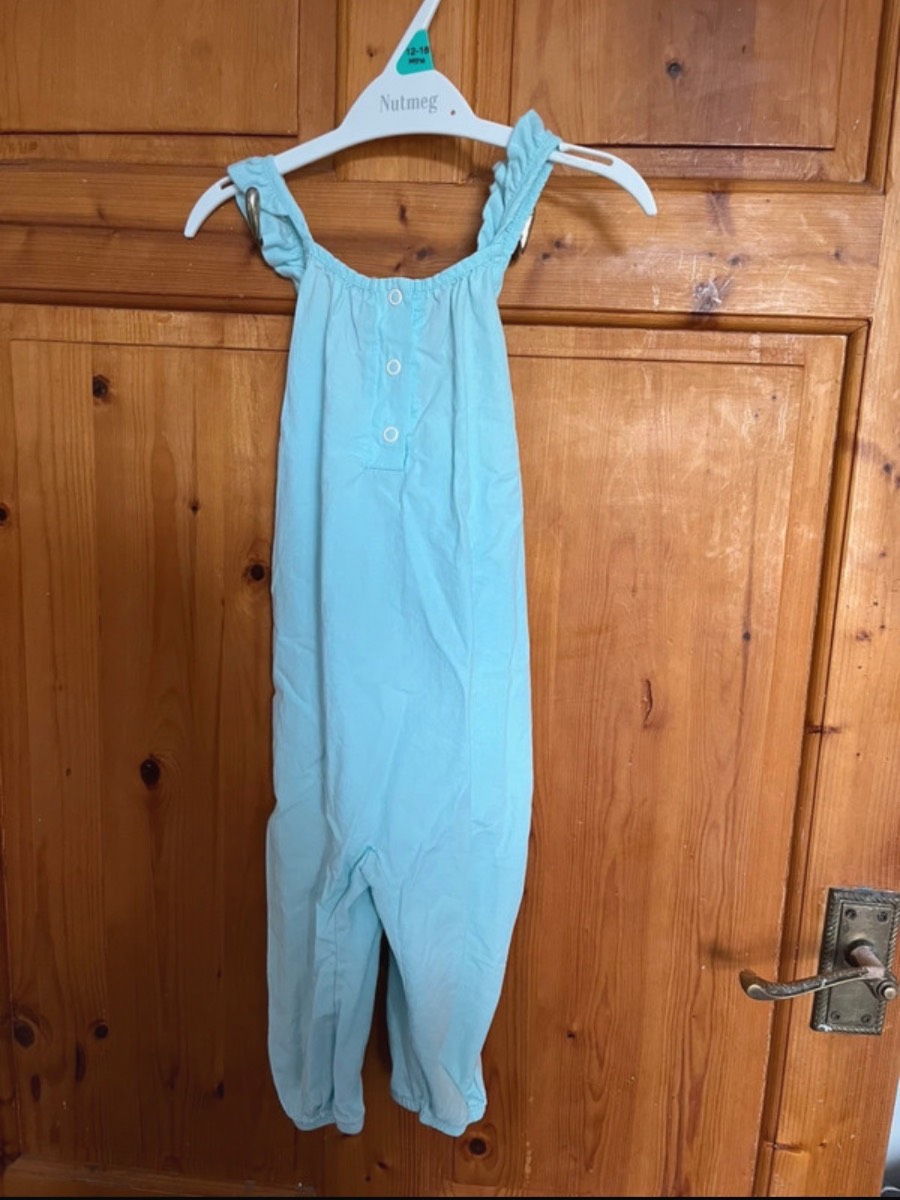 Zara Girls 12-18 Months Turquoise Contrast Jumpsuit With Ruffles