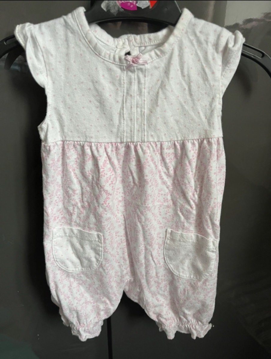George Girls 0-3 Months Pink & White Floral Print Romper