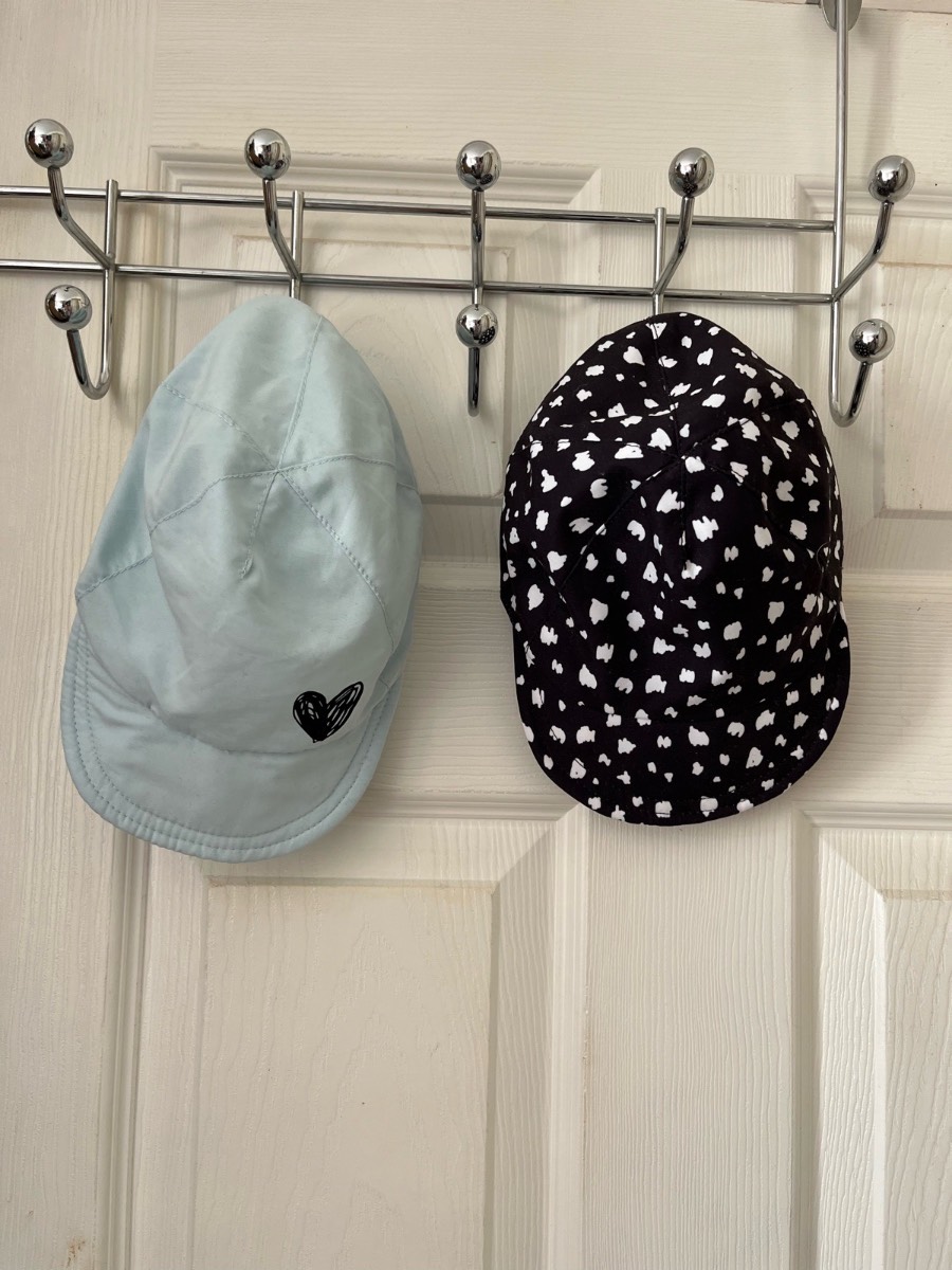George Girls 18-24 Months Black & Blue Heart Print Caps
