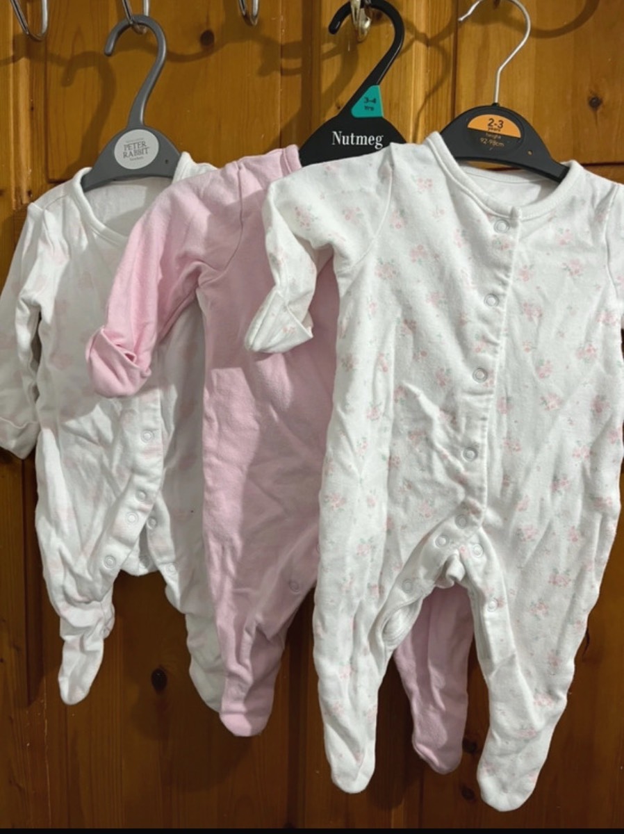 Tu Up To 1 Month Pink Floral & Heart Print Sleepsuits Set