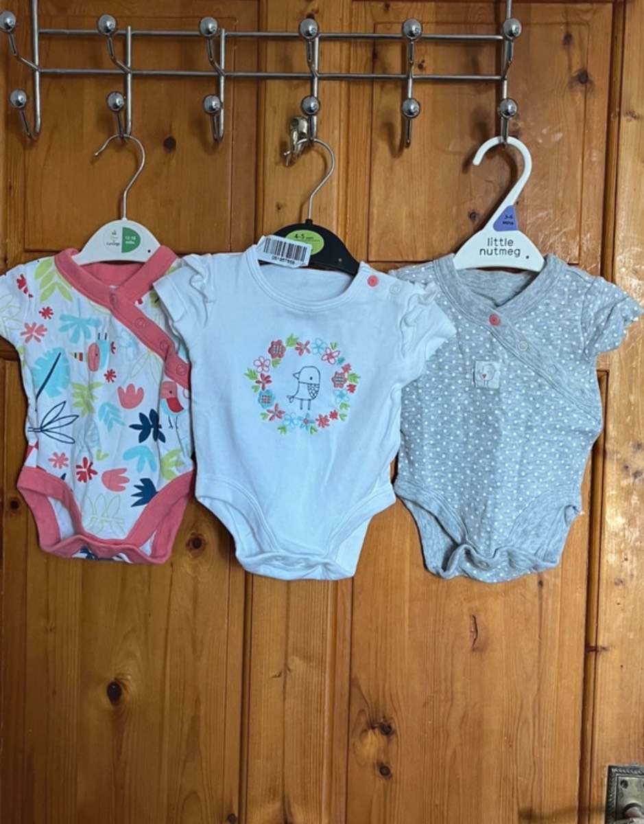 Mac and Moon Up To 3 Months Bird & Floral Print 3x Bodysuits