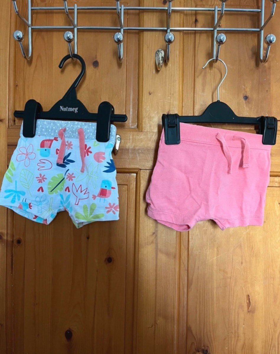 Mac & Moon Up to 3 Months Pink & Floral Print Shorts 2 Pack