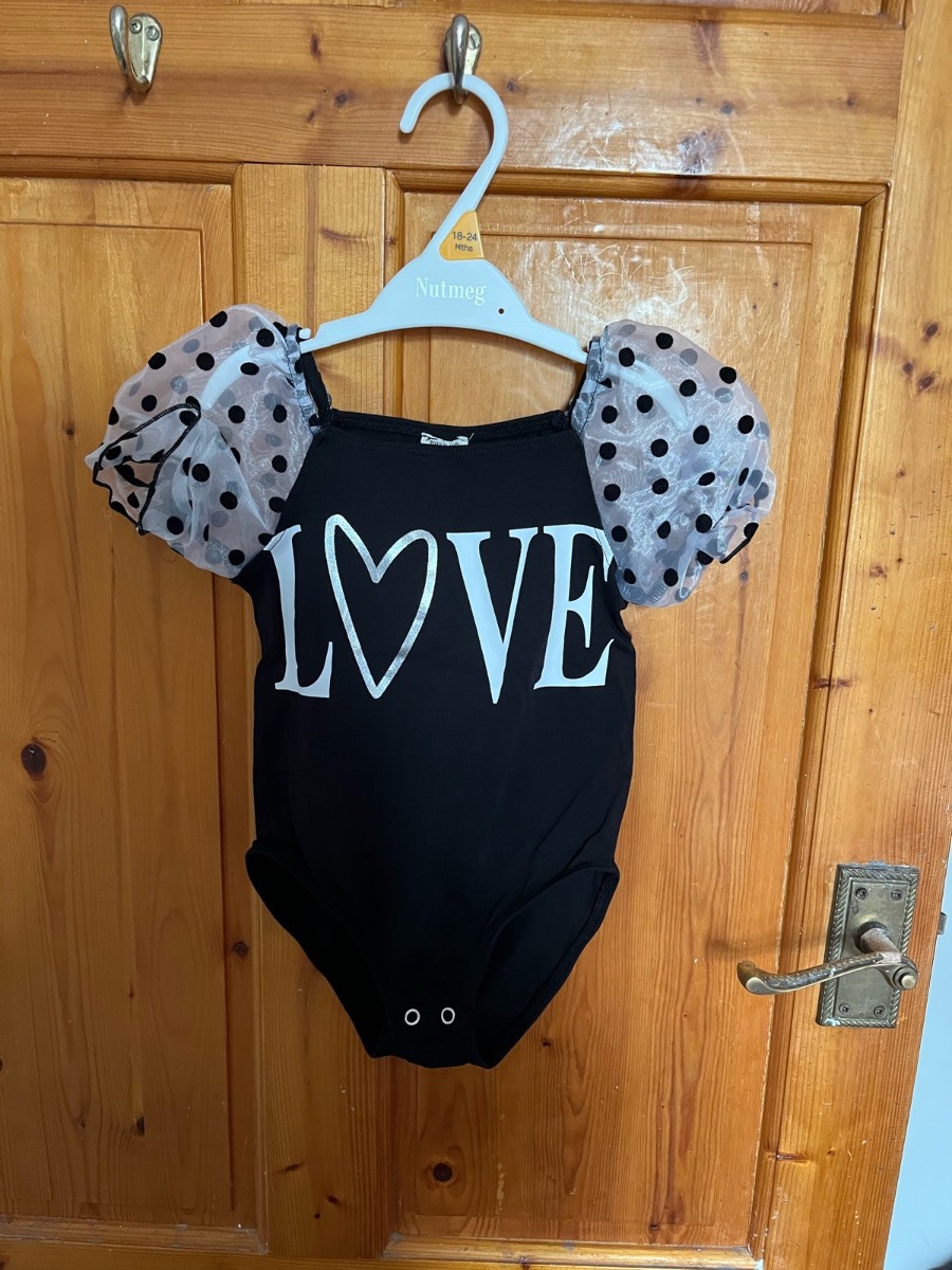 River Island Girls 18-24 Months Black Organza Love Bodysuit