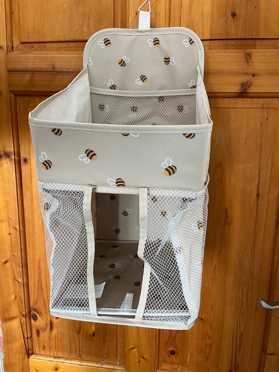 Lily & Dan Beige Bumble Bee Print Nursery Storage Organiser