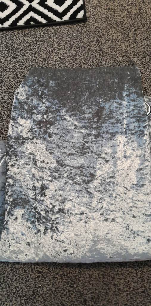 Lined grey silver crushed  velour curtains