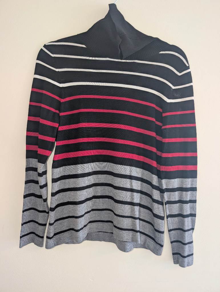 Bianca. Striped Knit Funnel Neck Jumper | Size 12/14 | Open to Offers