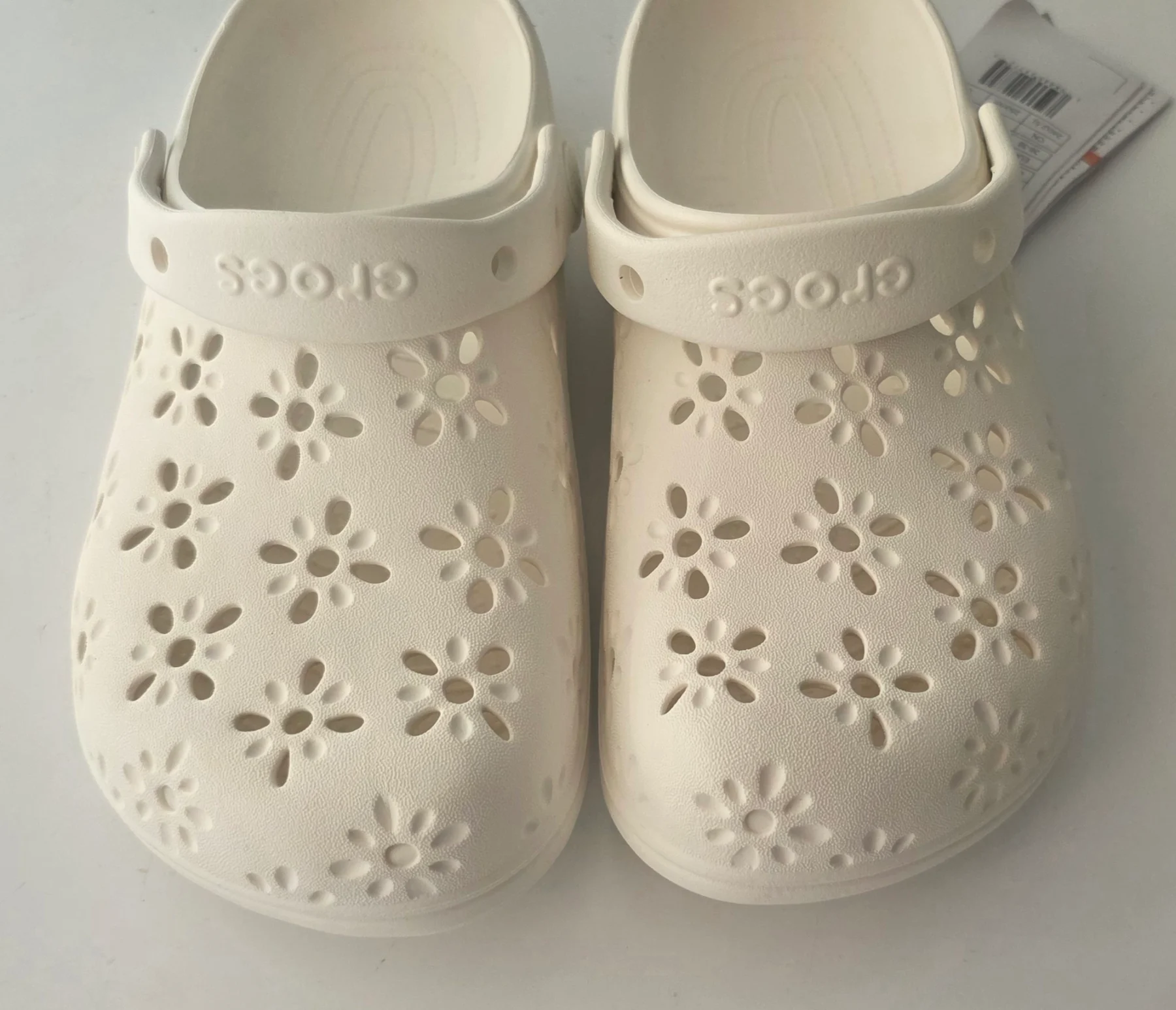 Women's White Floral Crocs, UK Size 6