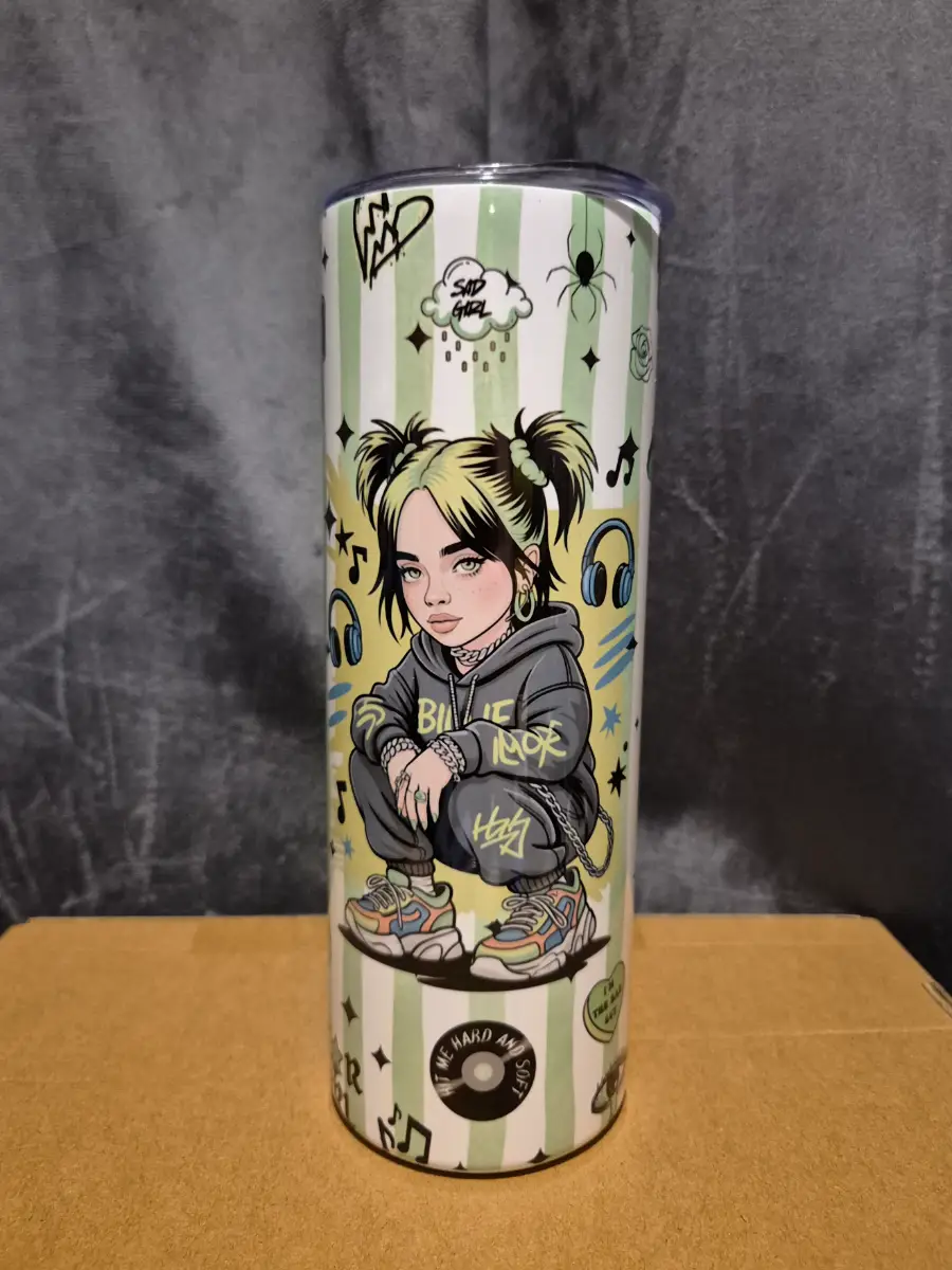Billie Eilish themed 20oz stainless steel tumbler