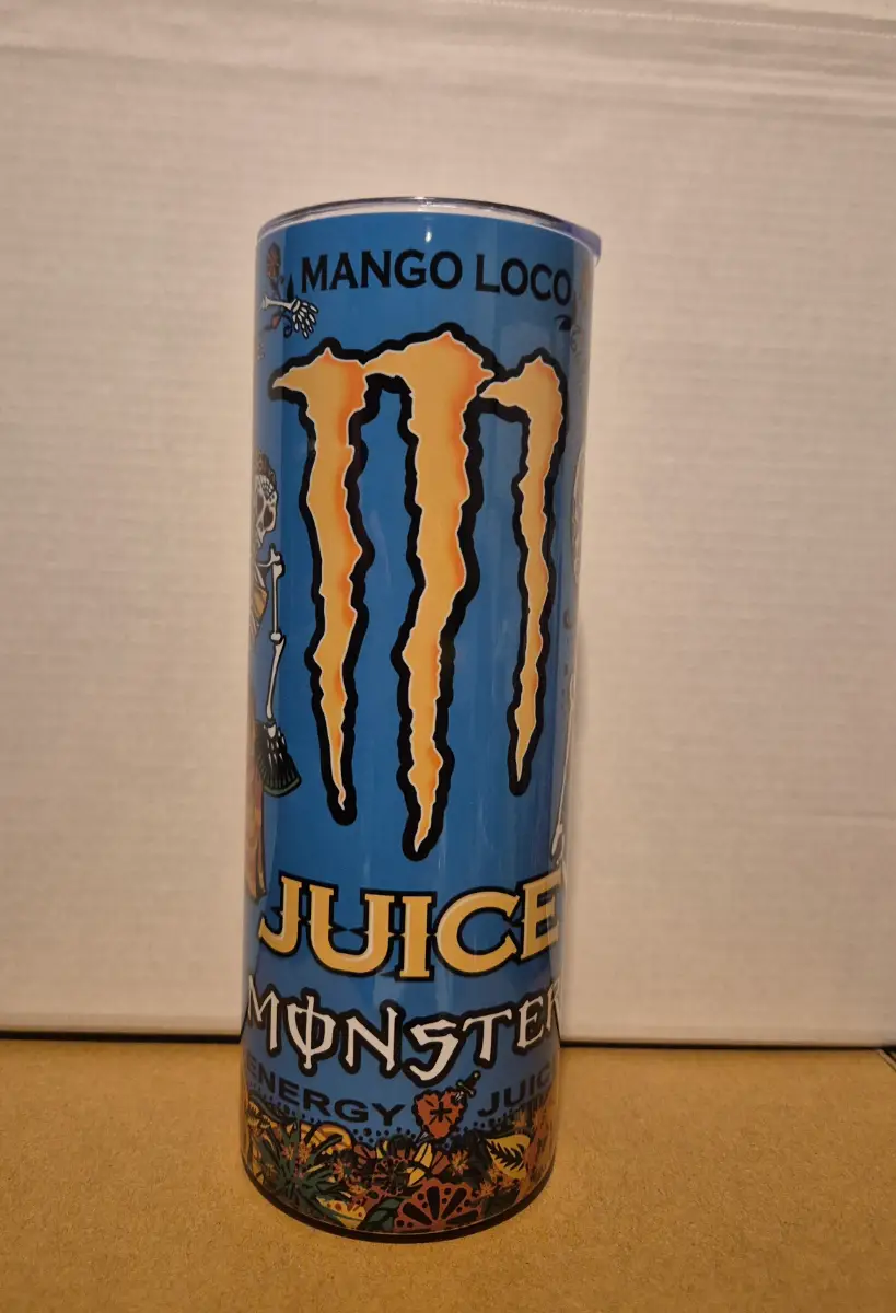 Monster Mango themed 20oz stainless steel tumbler
