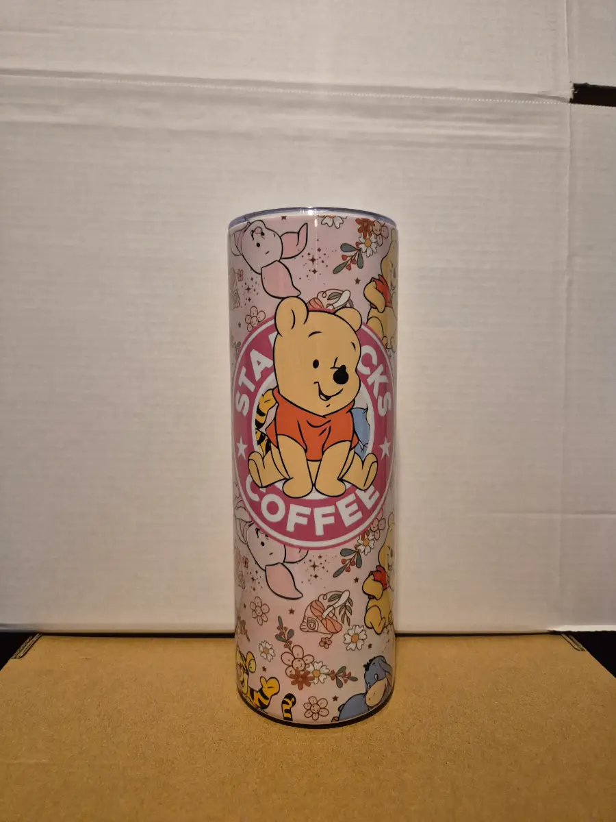 Winnie the Pooh themed 20oz stainless steel tumbler