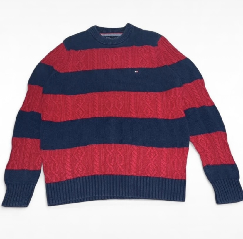 Vintage 90s Retro Tommy Hilfiger Block Cable Knit Size Medium