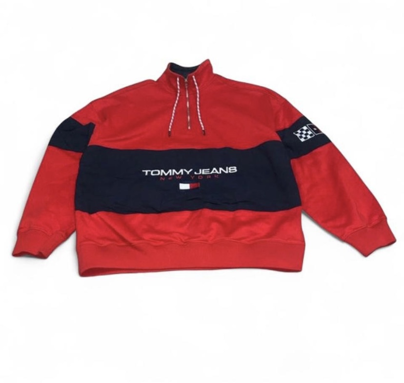 Tommy Jeans Oversized Colorblock 1/4 Zip Sweatshirt - Size M