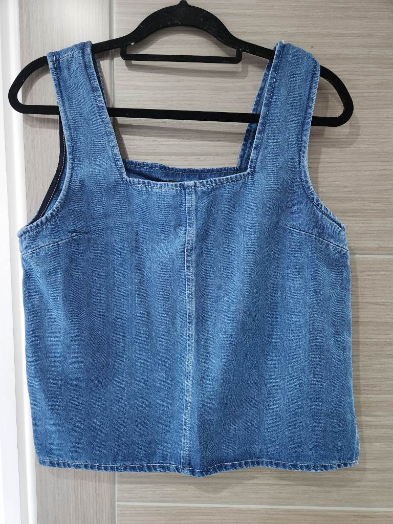 Asos Long Denim Tank Top Mid Blue Size 12/14