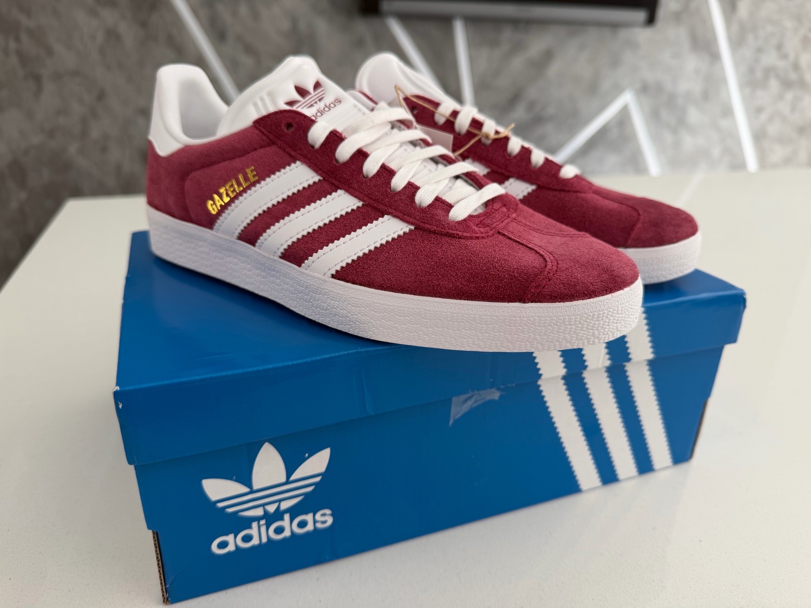 Adidas Gazelle Burgundy White Trainers UK 5 BNWT Boxed