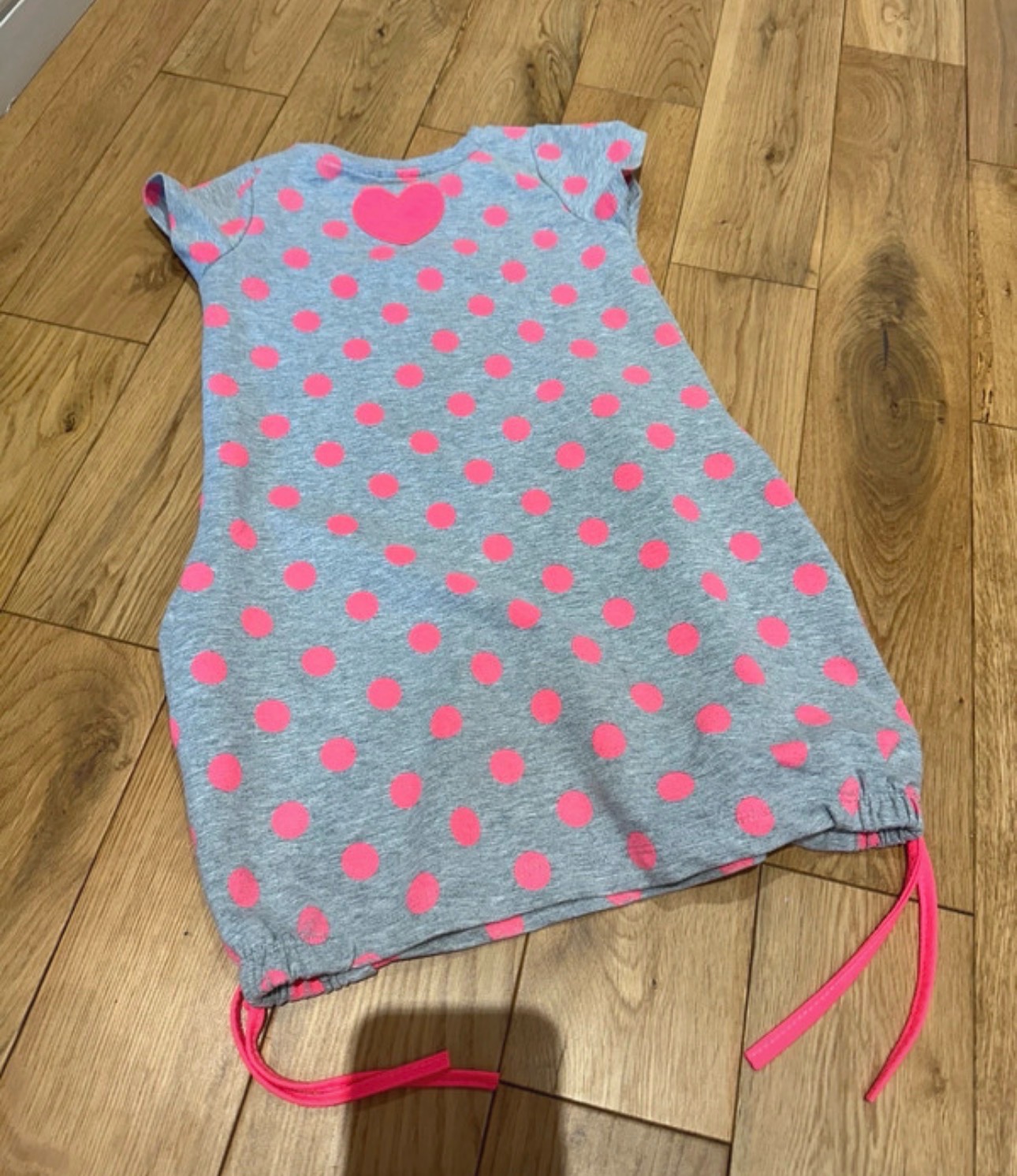 Age 8-9 funky polka dot coral tshirt dress