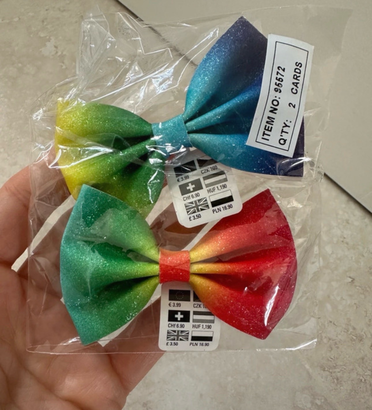 Rainbow hair x2 bows football Claire's new with tags