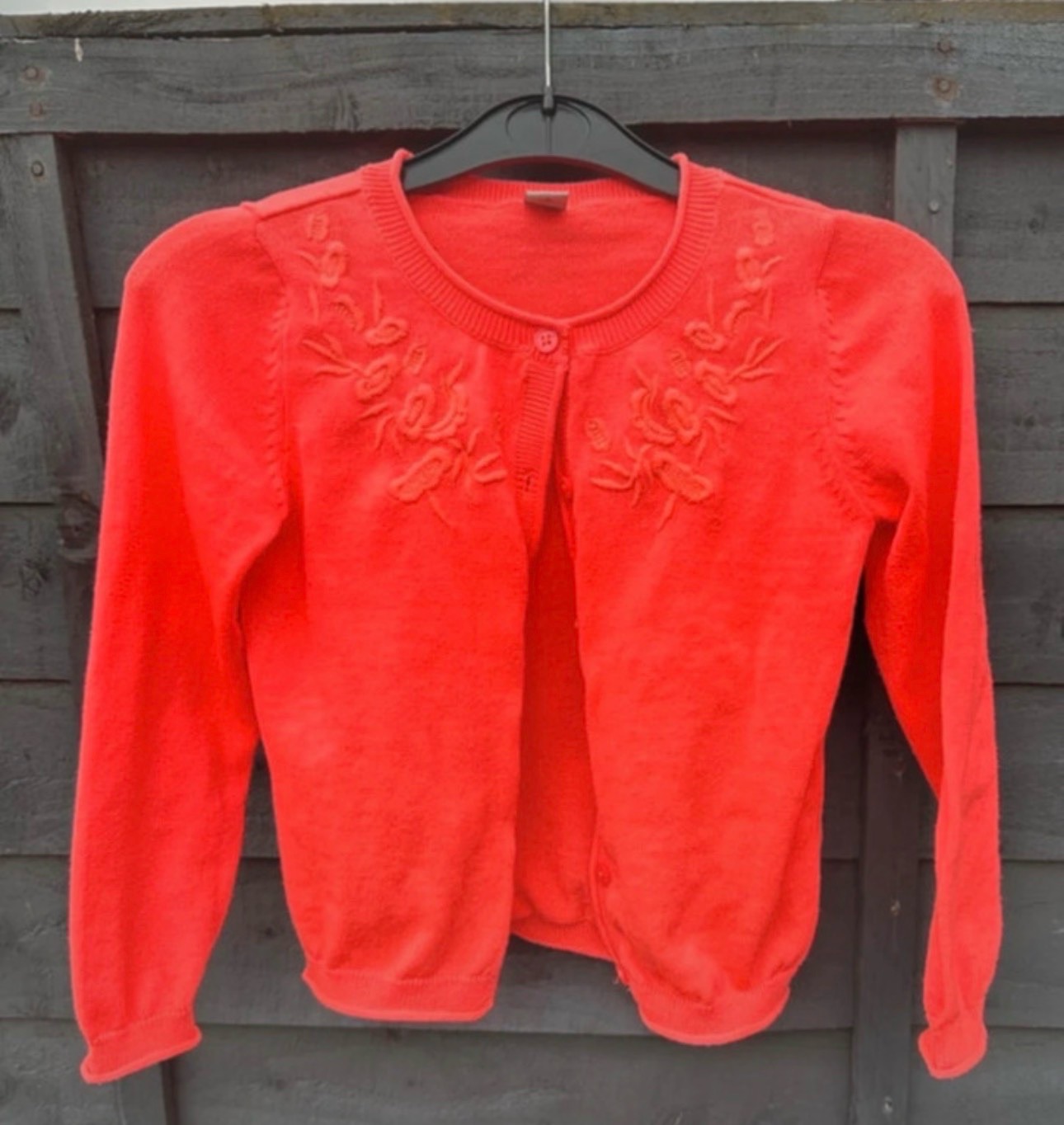 Age 6-7 Coral Embroidered Cardigan Flamingo colour