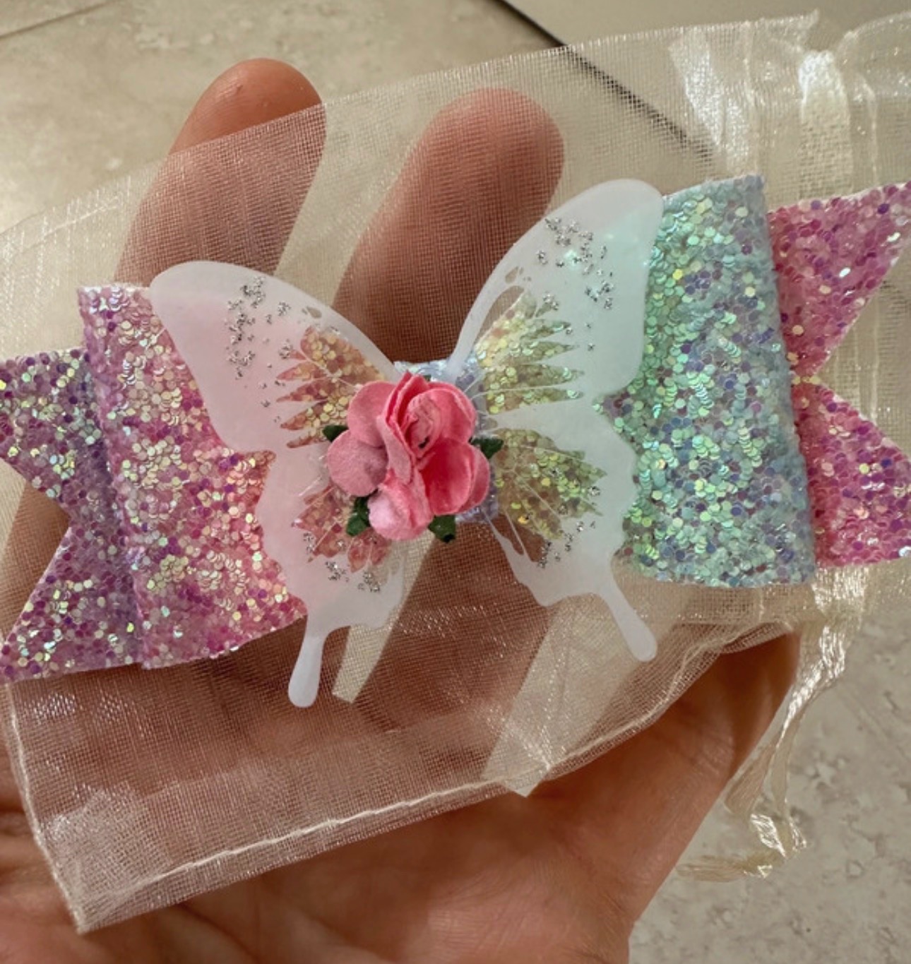 Butterfly hair bow handmade 1 New