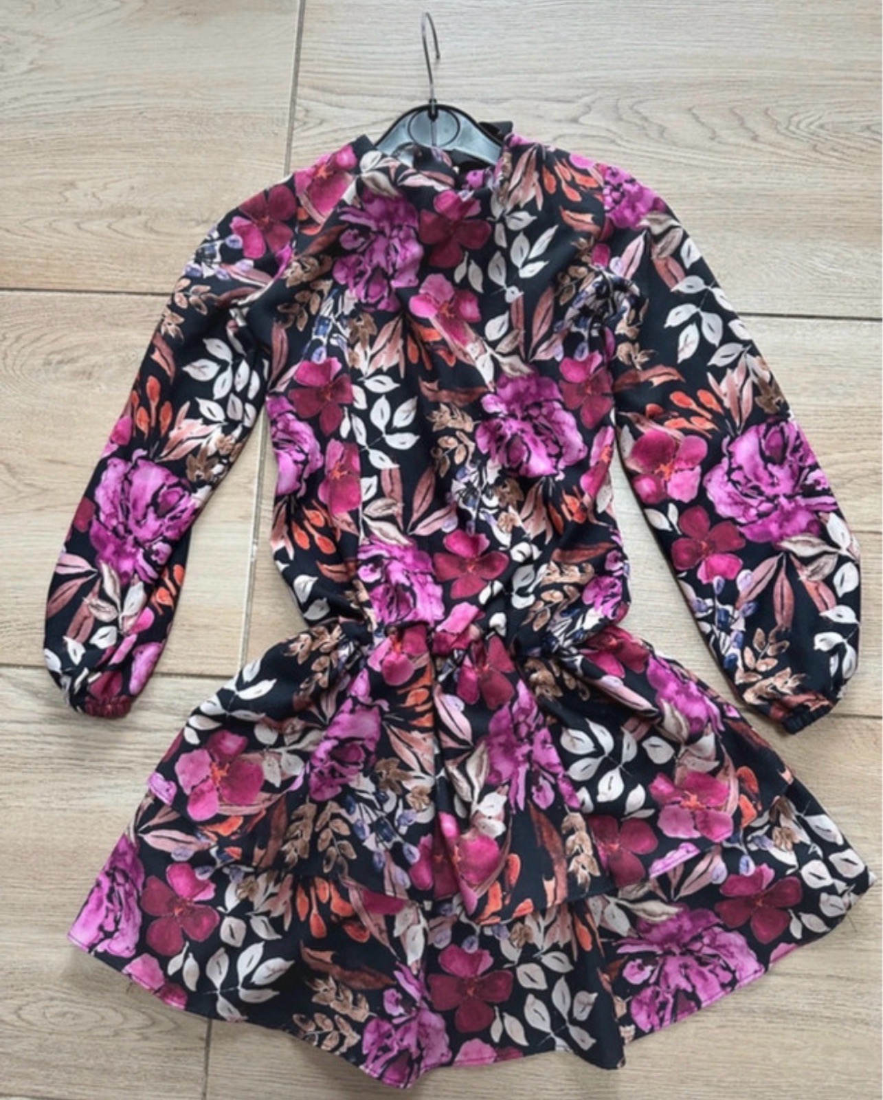 Age 9 new floral high neck ra-ra dress stunning on long sleeved light