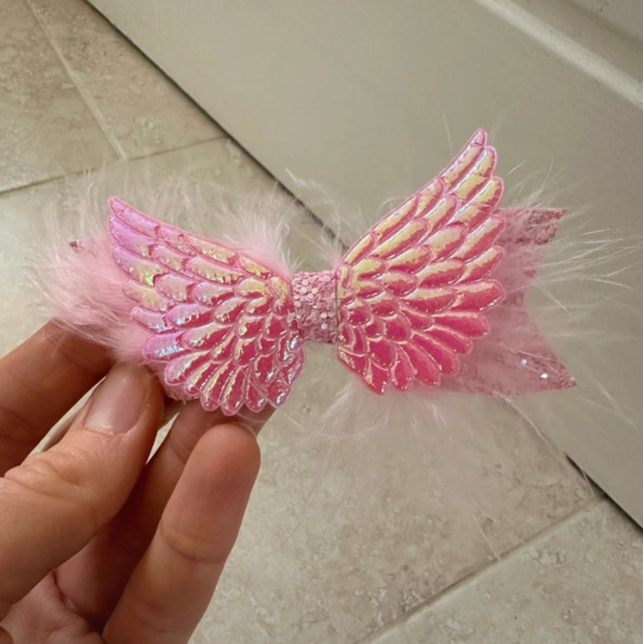 Angel wing feather hair bow protection bow