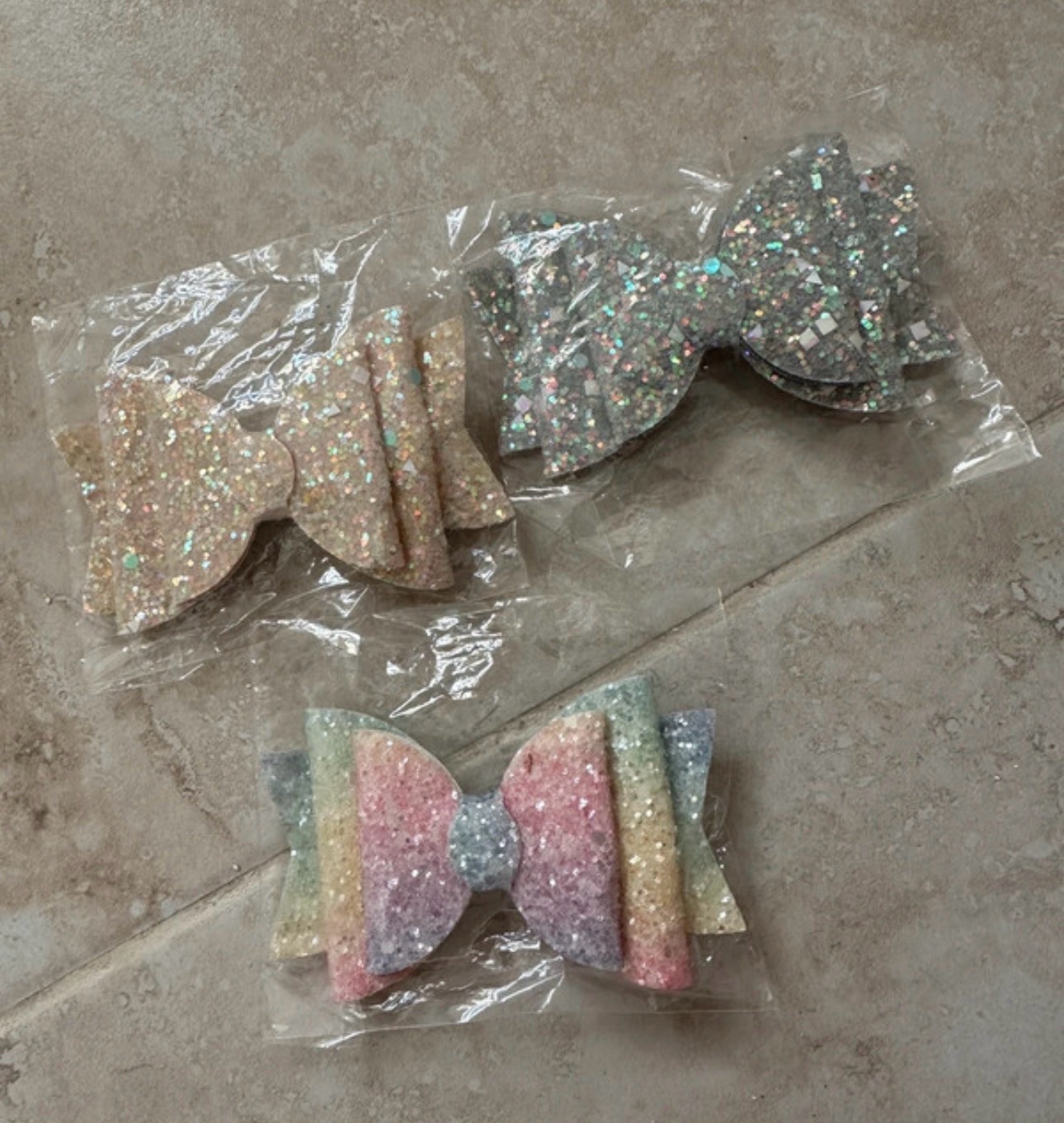 Bundle of unused new hair bows gold and silver sparkle