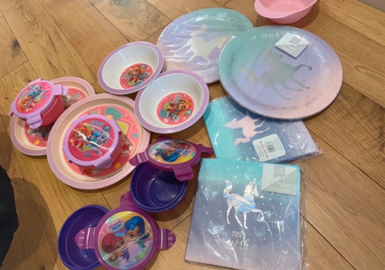 Unicorn party paper 20 plates and 30 napkins new paw patrol plates and shimmer shine