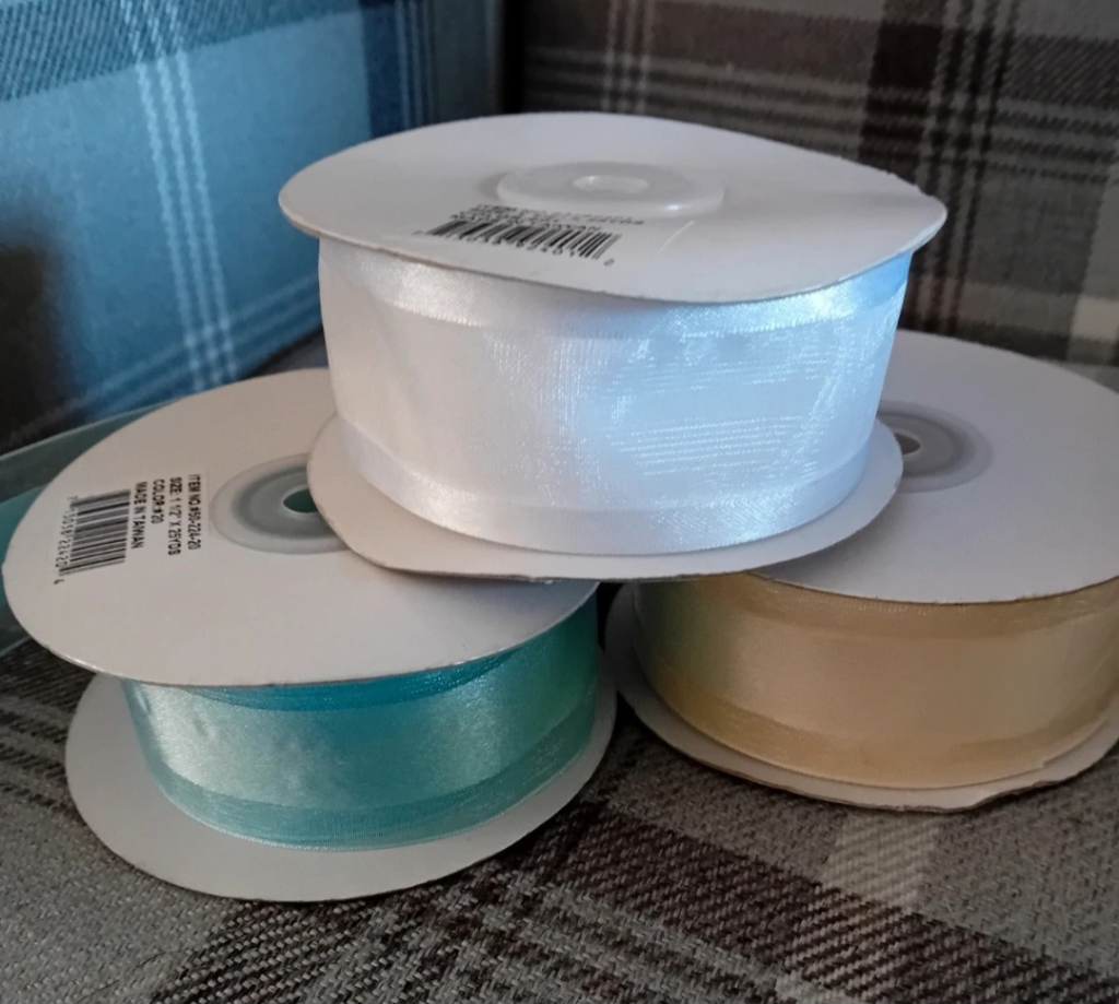 3 x rolls of satin organza ribbon