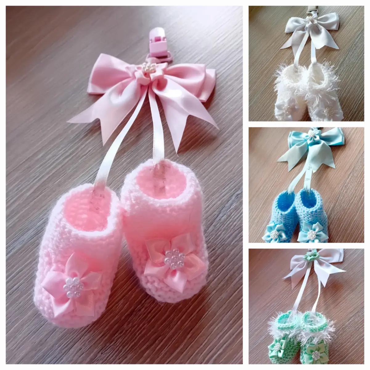 Knitted booties pram charm