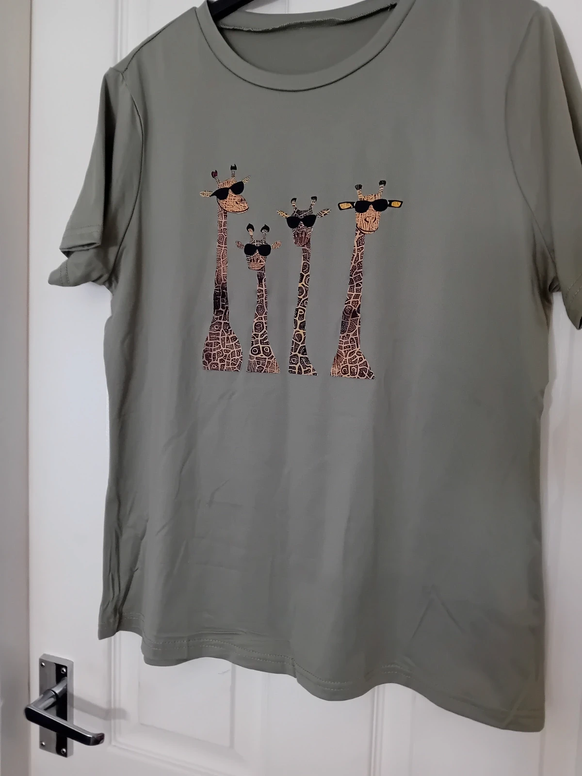 Ladies khaki giraffe t-shirt size L