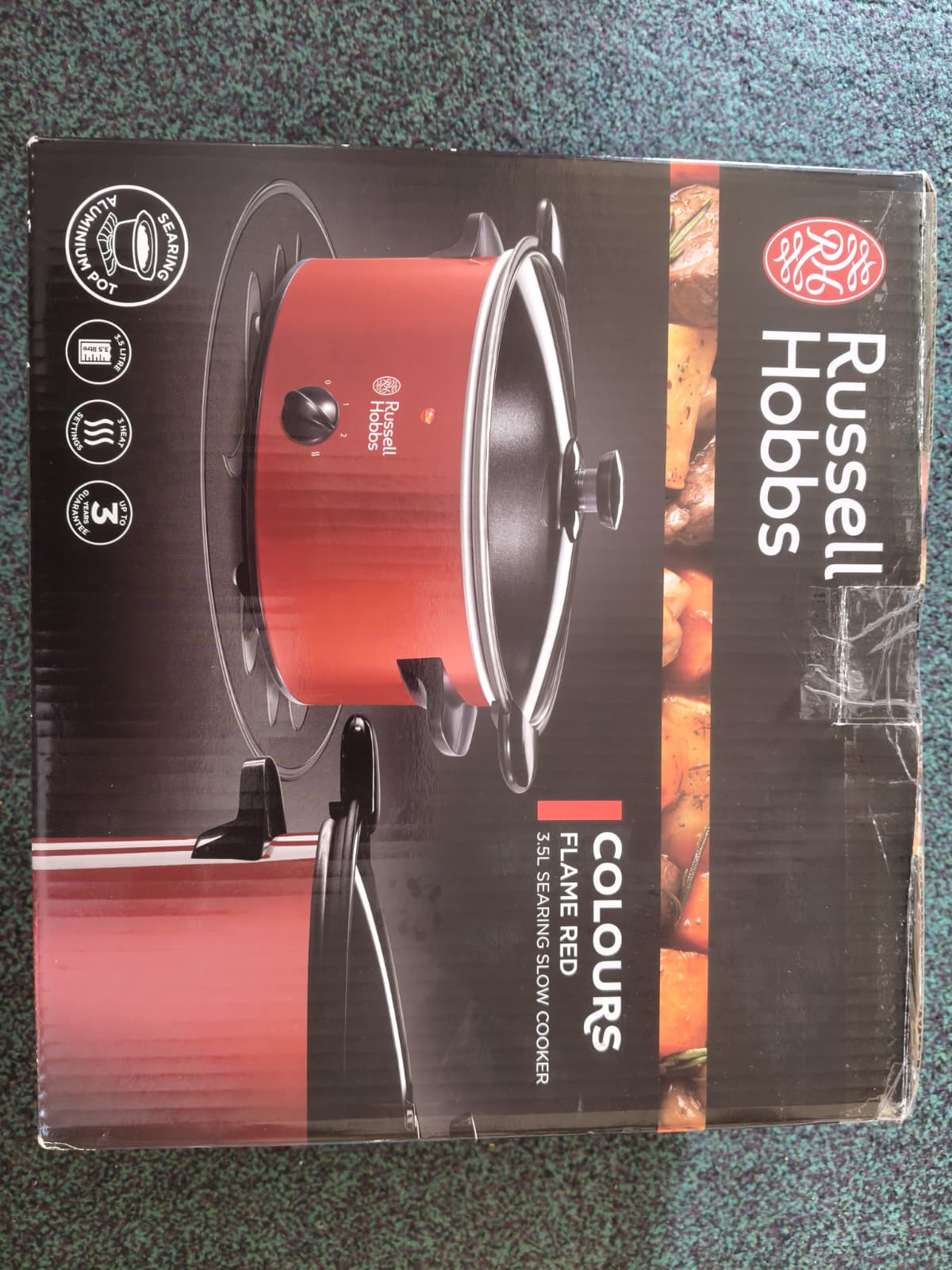 Slow Cooker 3.5ltr Searing Slow Cooker Flame Red Russell Hobbs