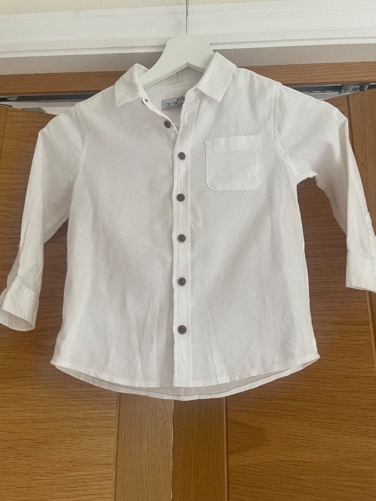 Boys long sleeve white cotton smart shirt age 5 years