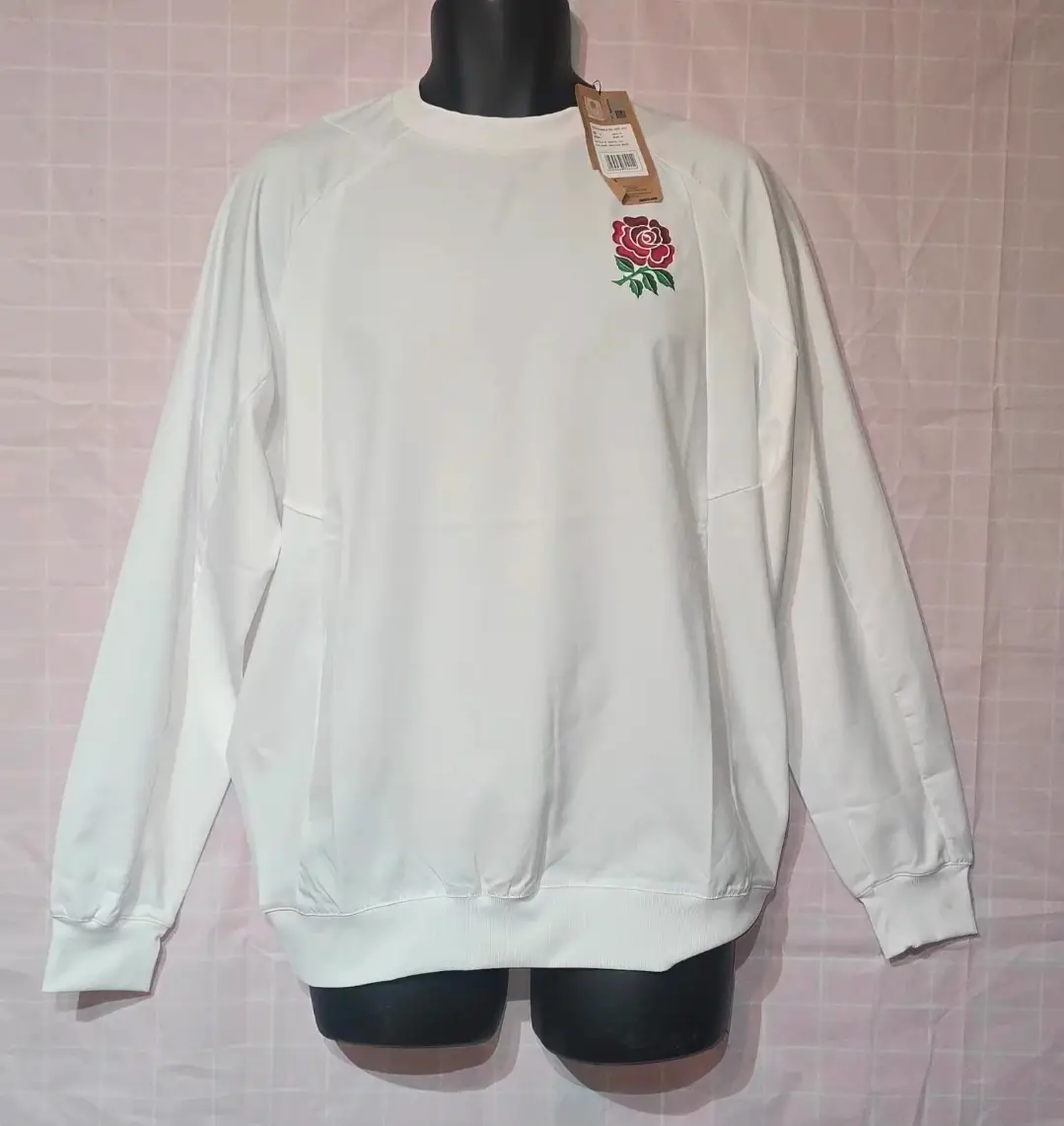BNWT Umbro England Rugby Warm Up Drill Top White Size M England Rose Sweatshirt