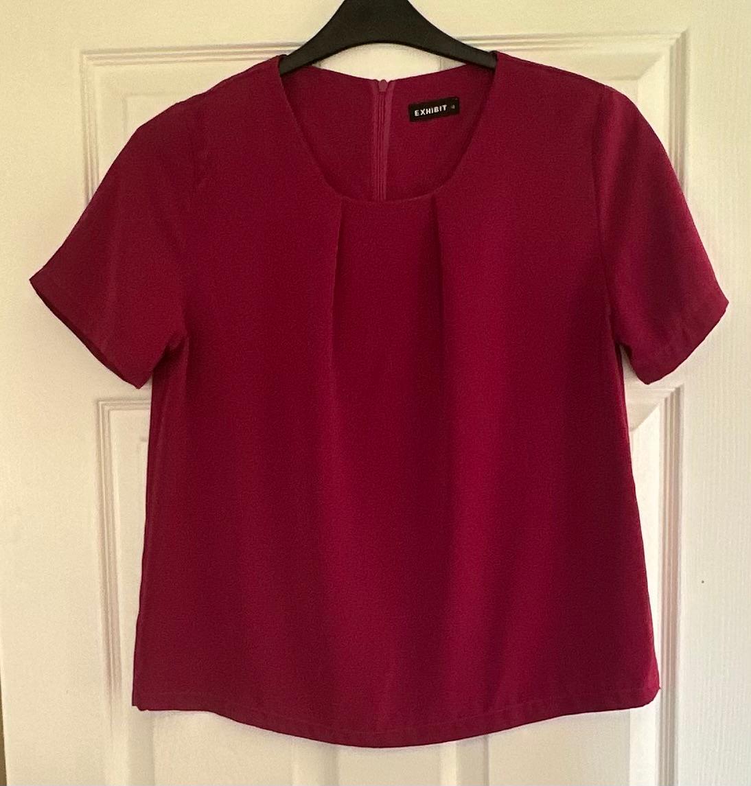 Exhibit Magenta colour short sleeve blouse - Size 14
