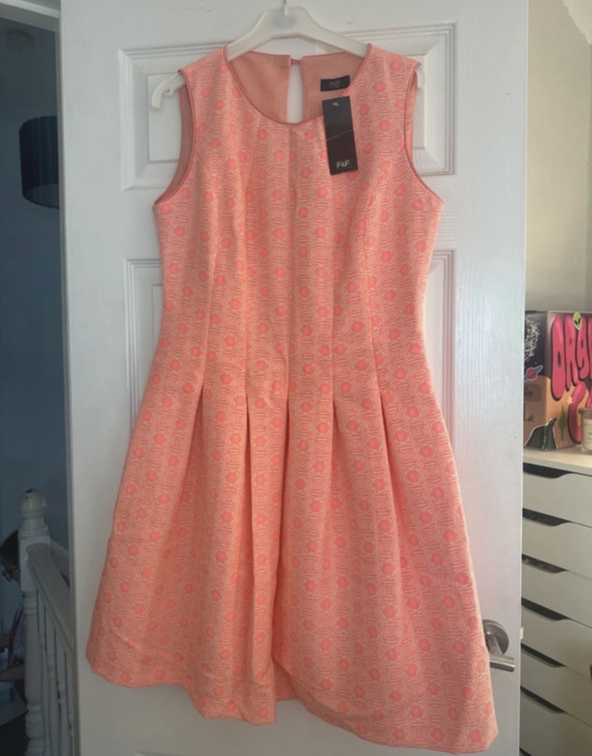 Coral peplum Tesco dress