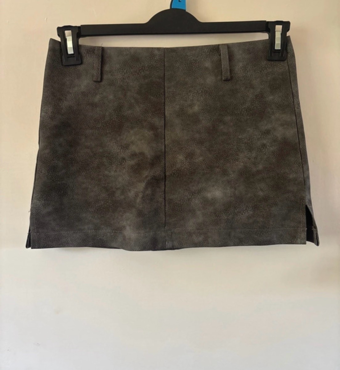 PLT Charcoal Washed Faux Leather Low Rise Seam Detail Skirt Size 8