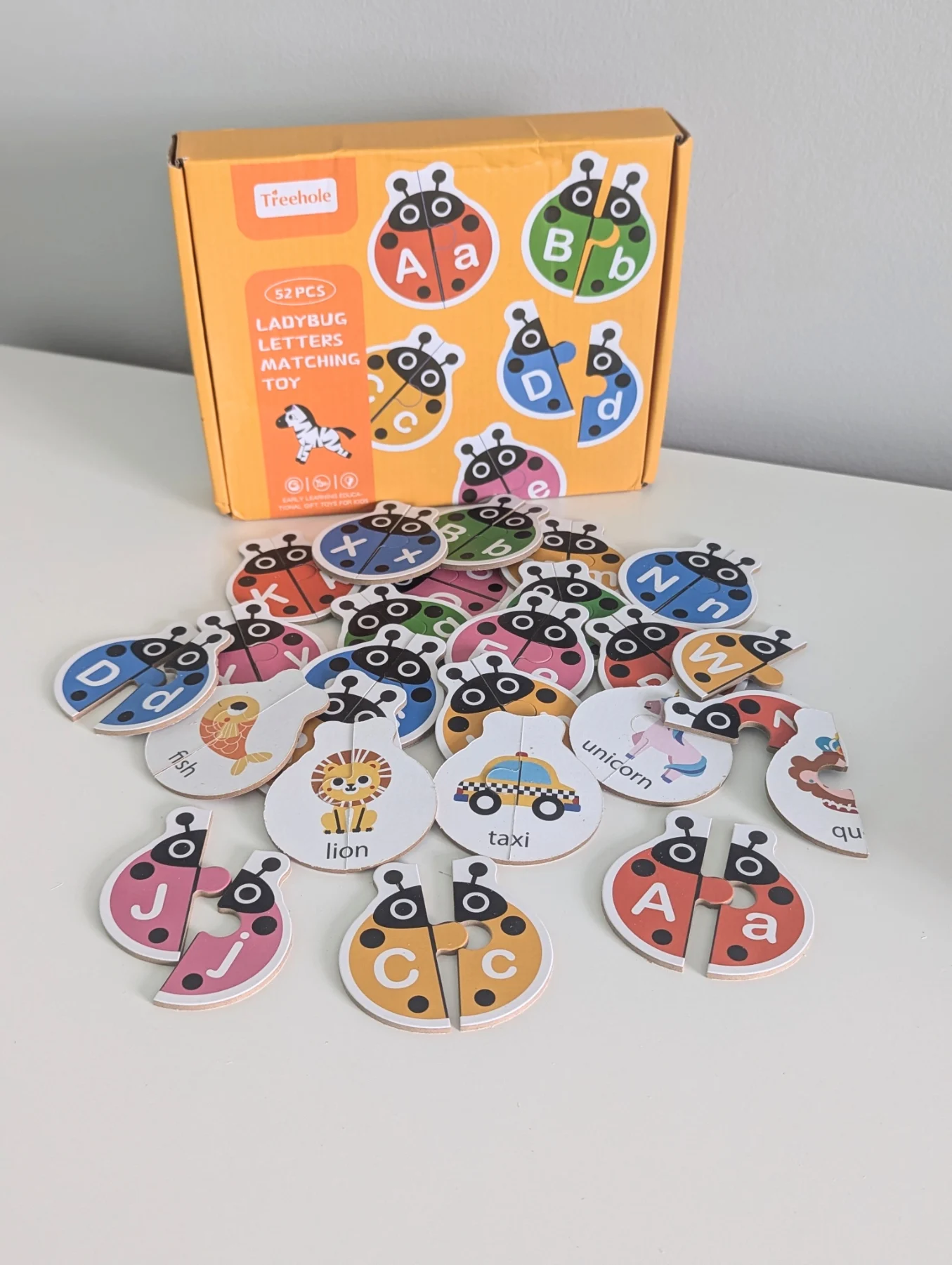 Educational Wooden "Ladybird" Alphabet Matching Puzzles Set for Kids