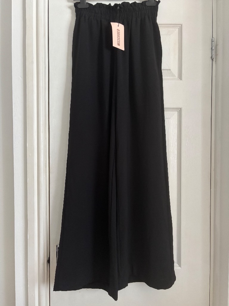 Womens Elasticated waist wide leg black trousers size 6