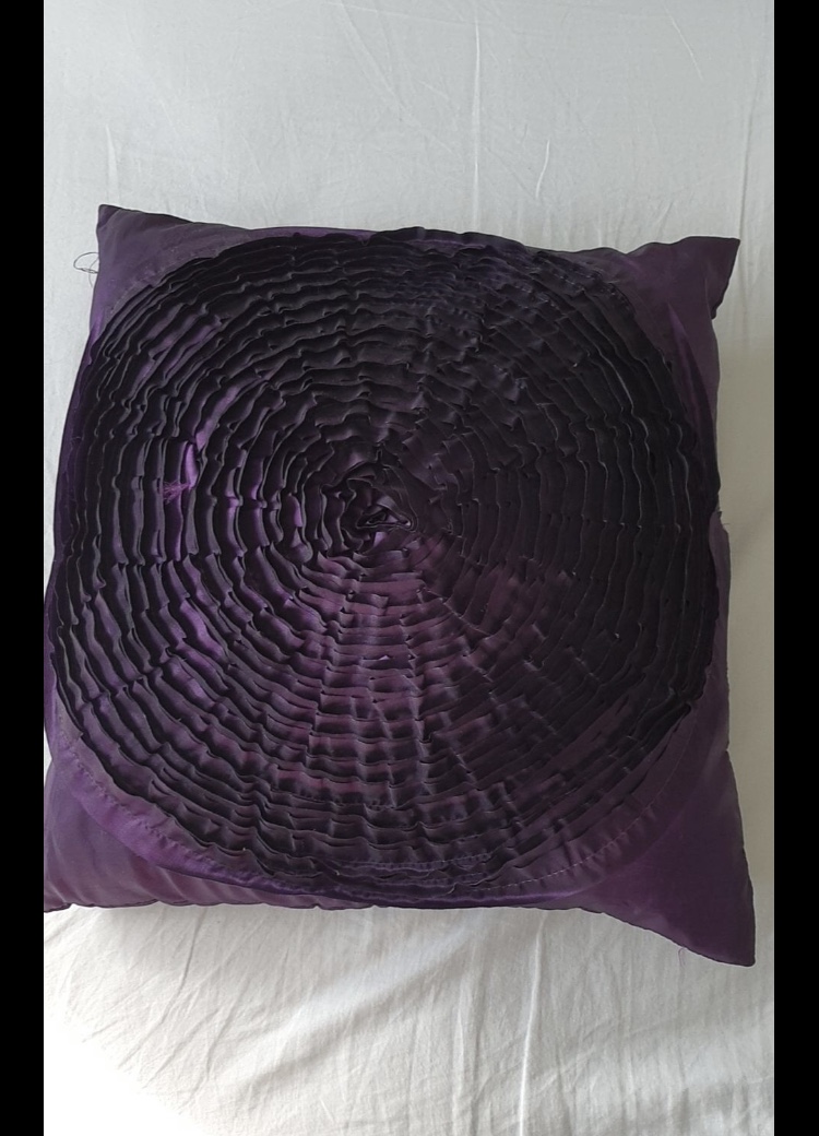 Purple Cushion Pillow Ruffle Design rose floral