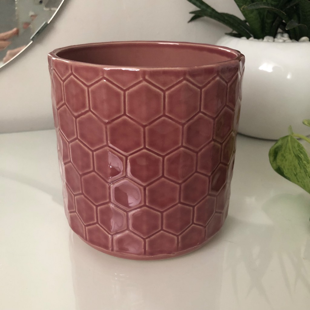 pink plant pot Vase rose geometirc Storage Jar Round Ceramic Houseplant Planter