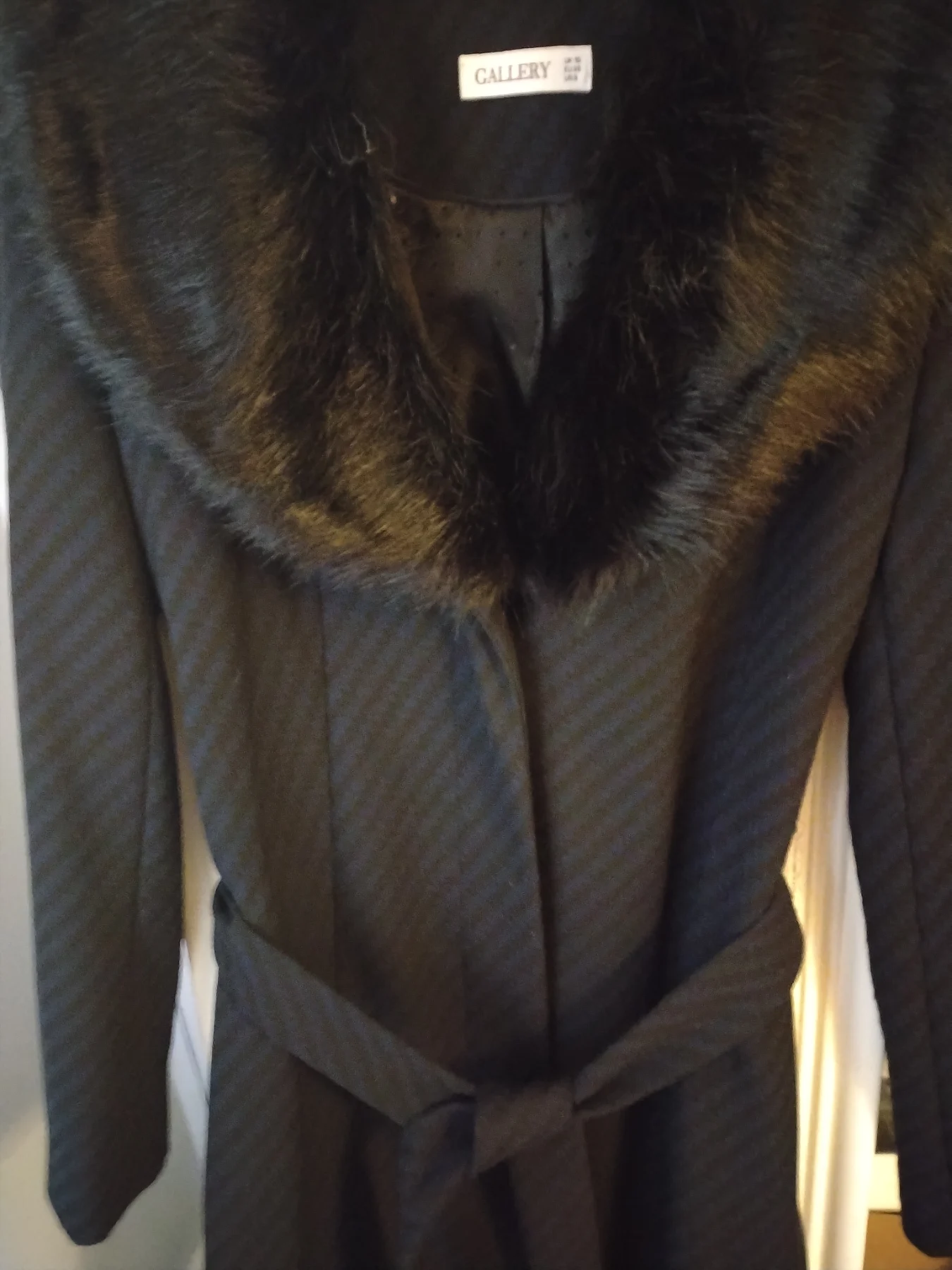 Gallery navy and black coat black fur collar size 10