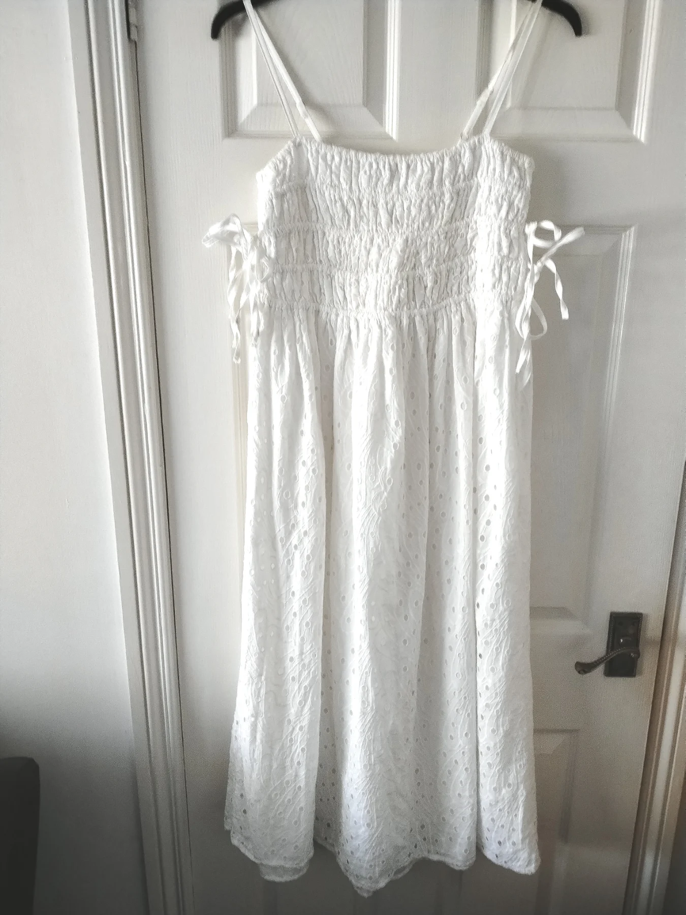 River island brodraie anglaise white summer dress adjustable straps size 12