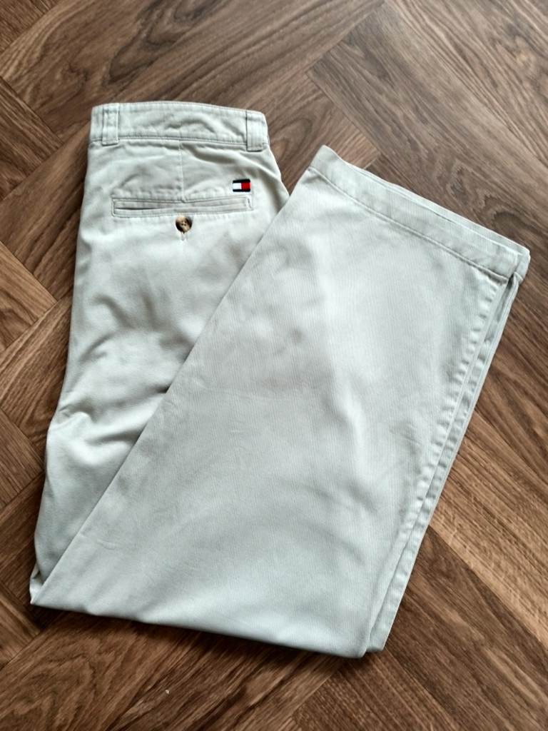 Tommy Hilfiger Beige Chino Trousers W34 L28 Wide Leg
