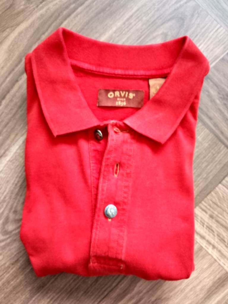 Orvis Men's Red Polo Shirt XL 100% Cotton Casual Golf Outdoor