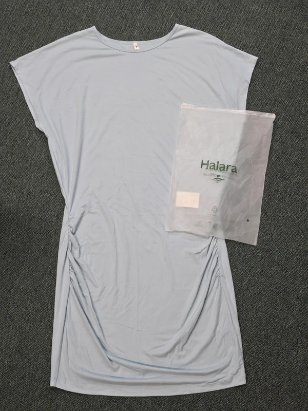 Halara Light Blue Ruched T Shirt Dress - Size Large